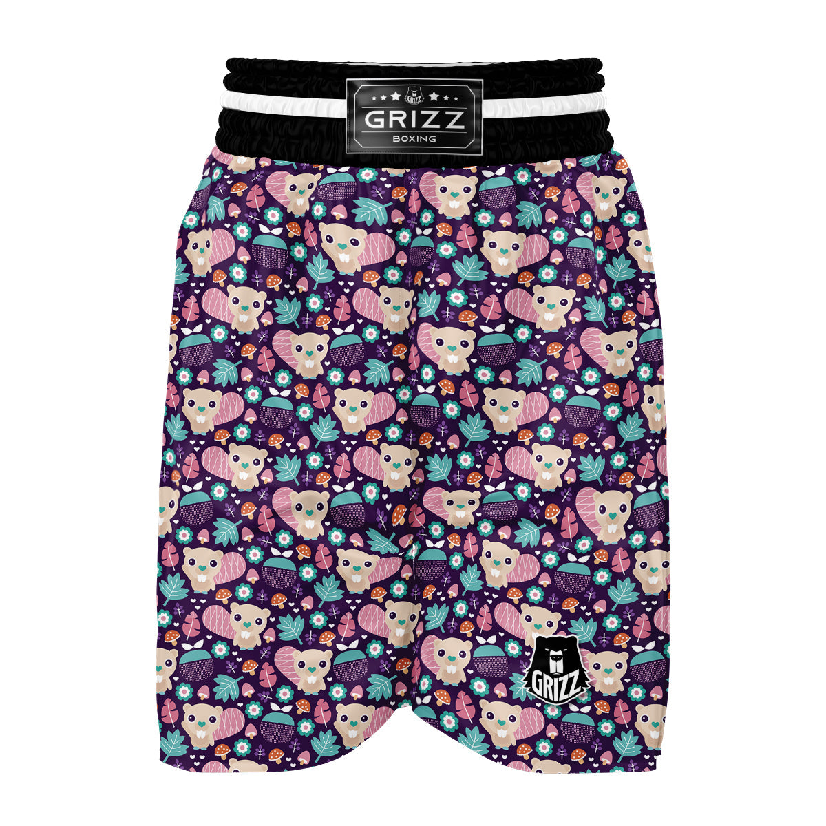 Cute Beaver Print Pattern Boxing Shorts-grizzshop