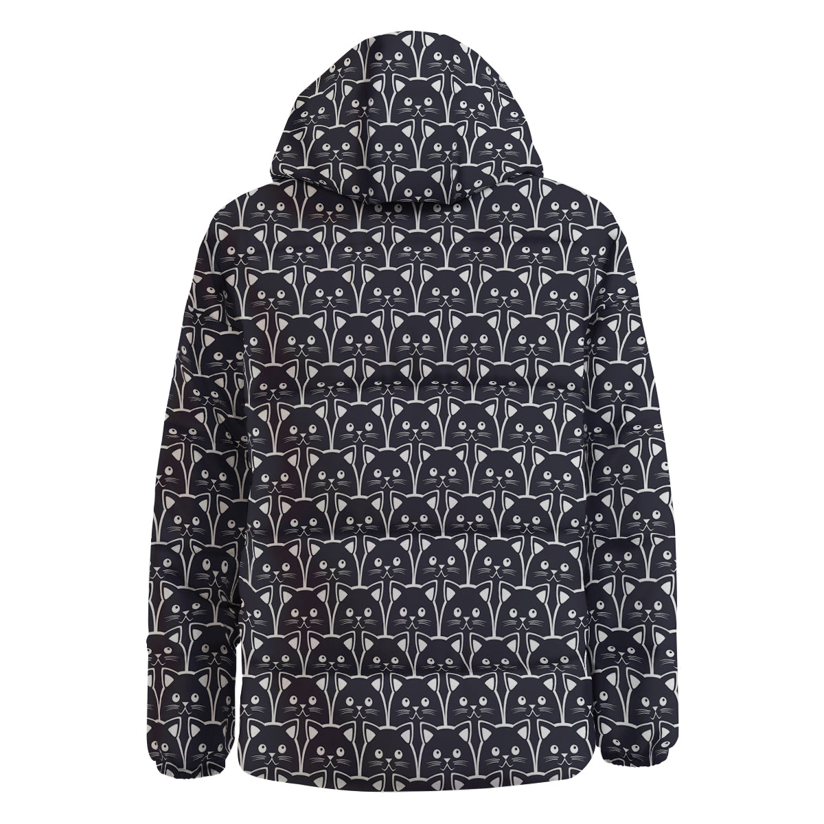 Cute Black Cat Print Pattern Down Jacket-grizzshop