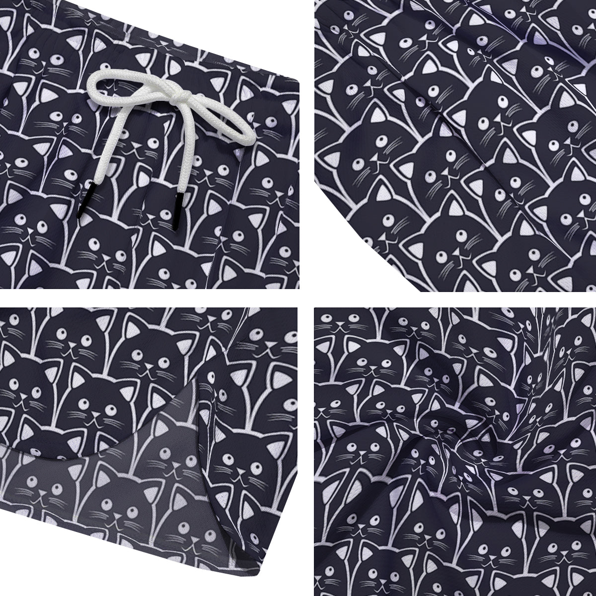 Cute Black Cat Print Pattern Men's Running Shorts-grizzshop