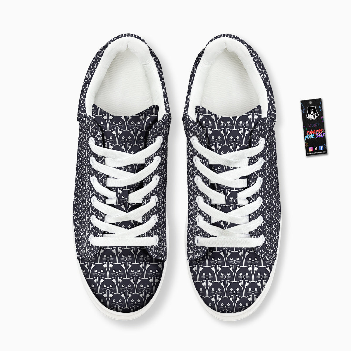 Cute Black Cat Print Pattern Platform Shoes-grizzshop