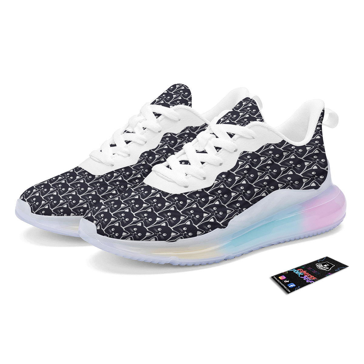 Cute Black Cat Print Pattern Running Sneakers-grizzshop