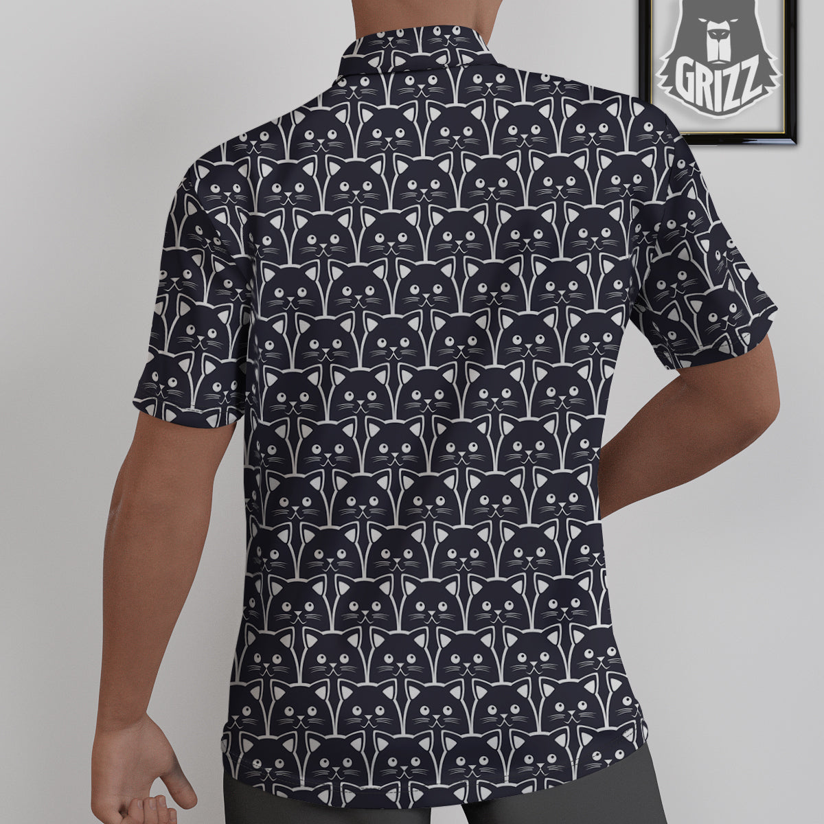 Cute Black Cat Print Pattern Untucked Shirts-grizzshop