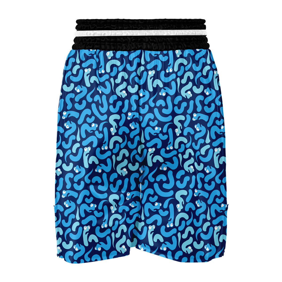 Cute Blue Worm Print Pattern Boxing Shorts-grizzshop