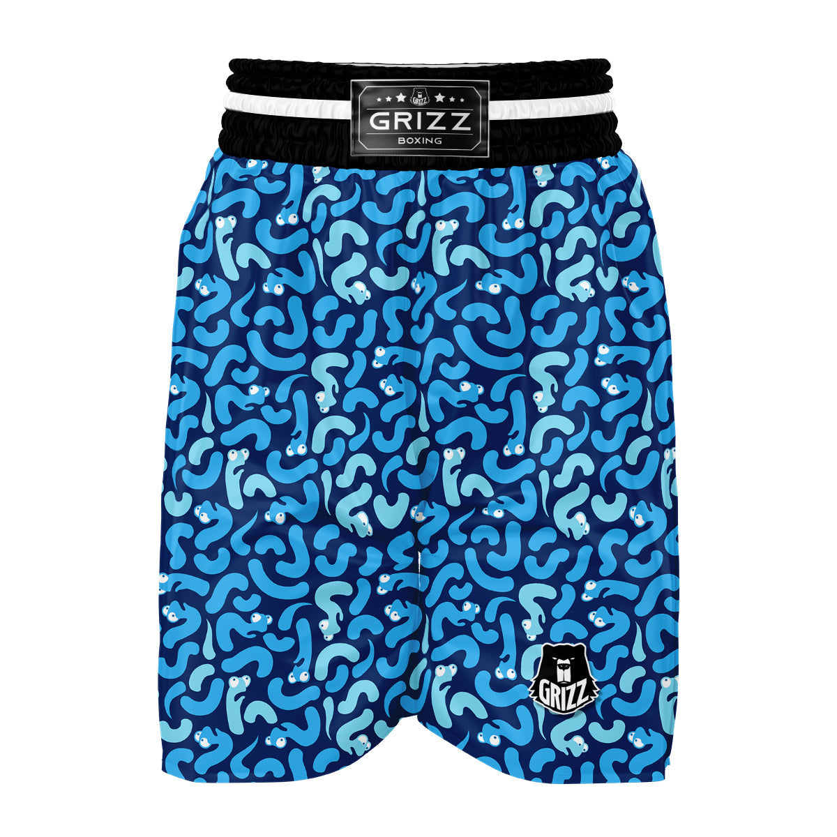 Cute Blue Worm Print Pattern Boxing Shorts-grizzshop
