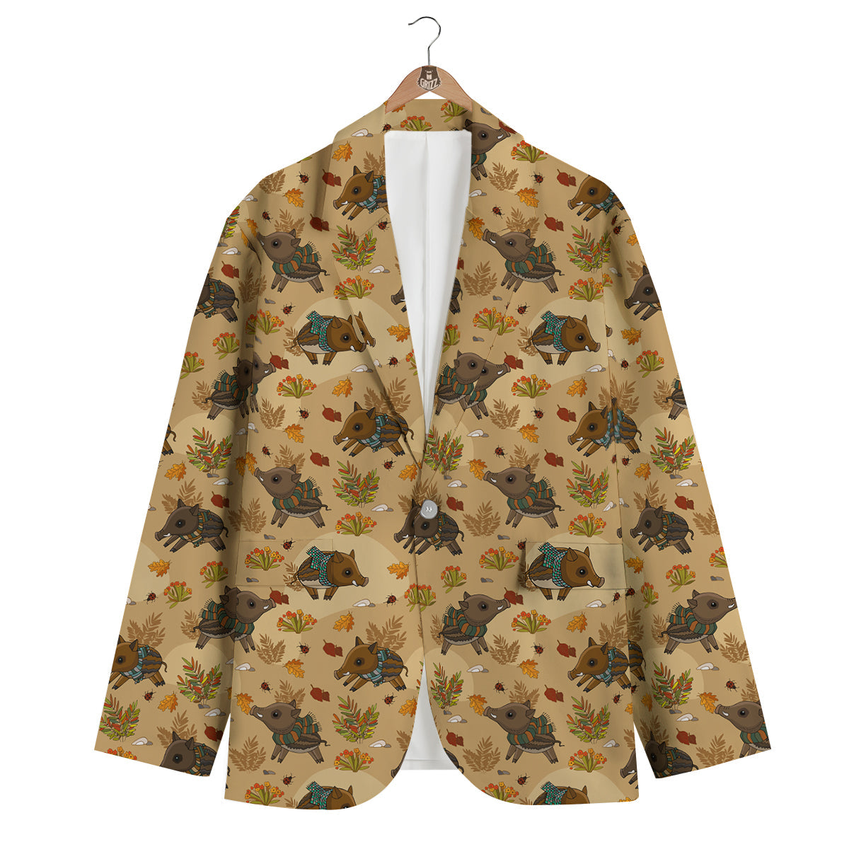 Cute Boar Print Pattern Men's Blazer-grizzshop