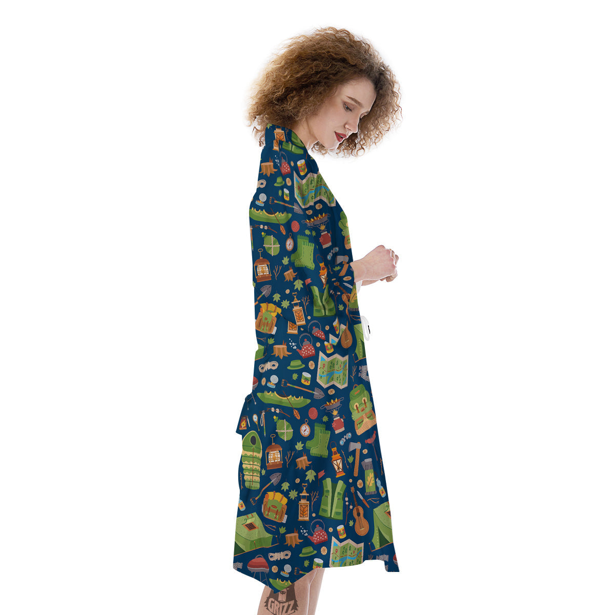 Cute Camping Equipment Print Pattern Kimono-grizzshop