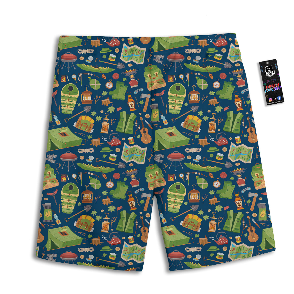 Cute Camping Equipment Print Pattern Men's Athletic Shorts