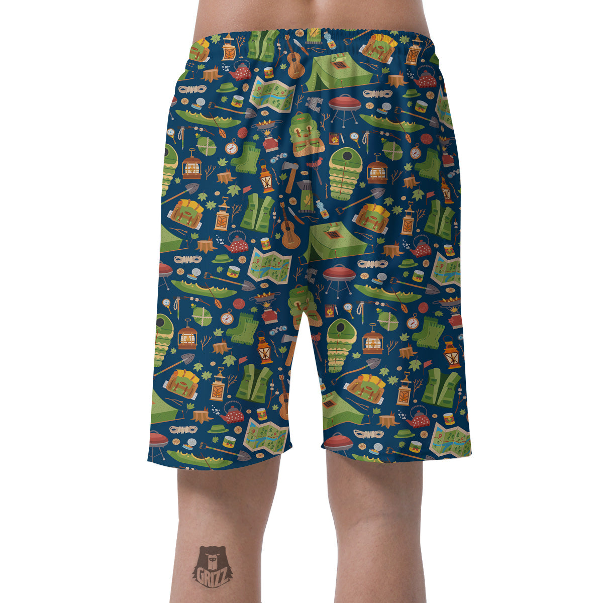 Cute Camping Equipment Print Pattern Men's Shorts-grizzshop