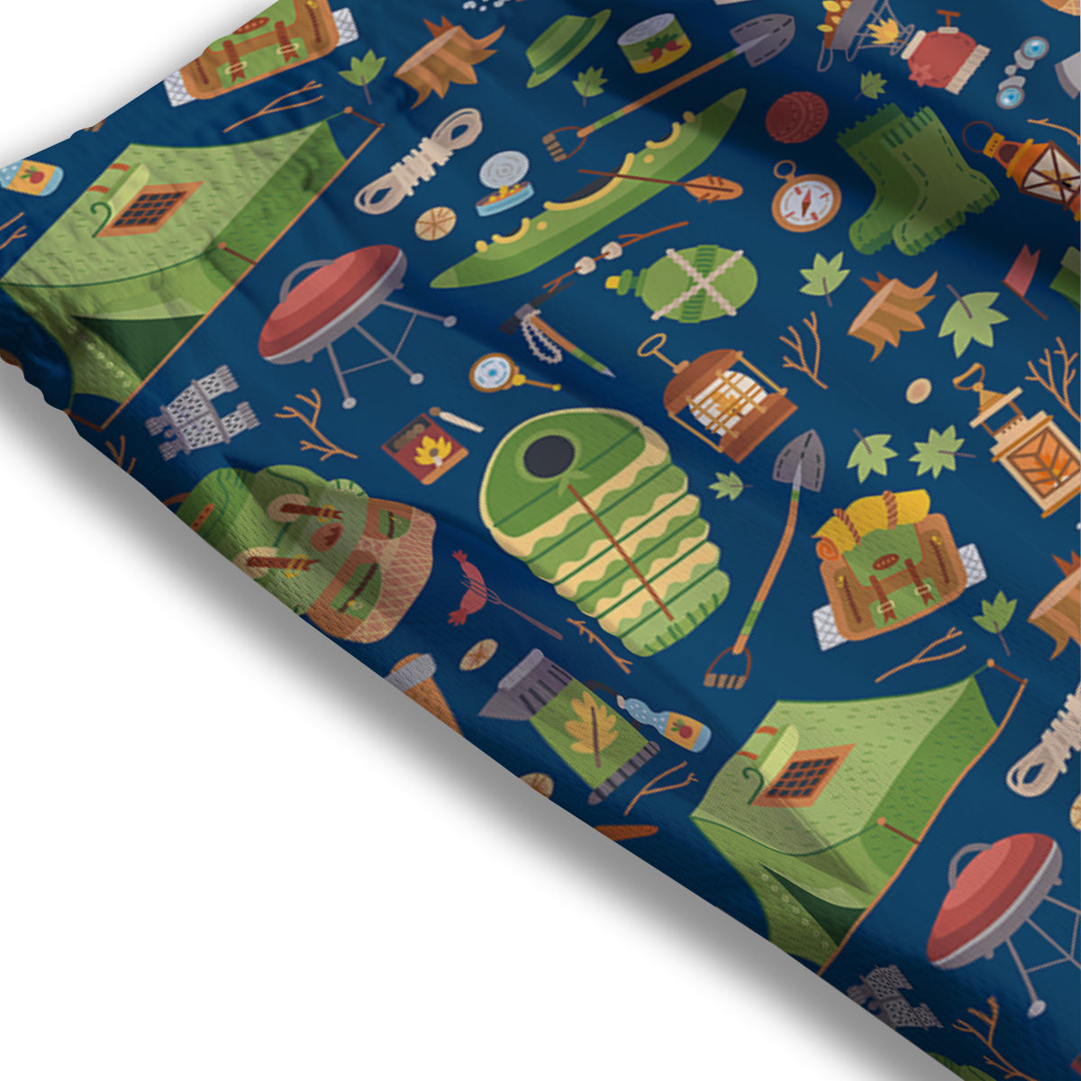 Geometric Cube Dark Green Print Pattern Mesh Shorts