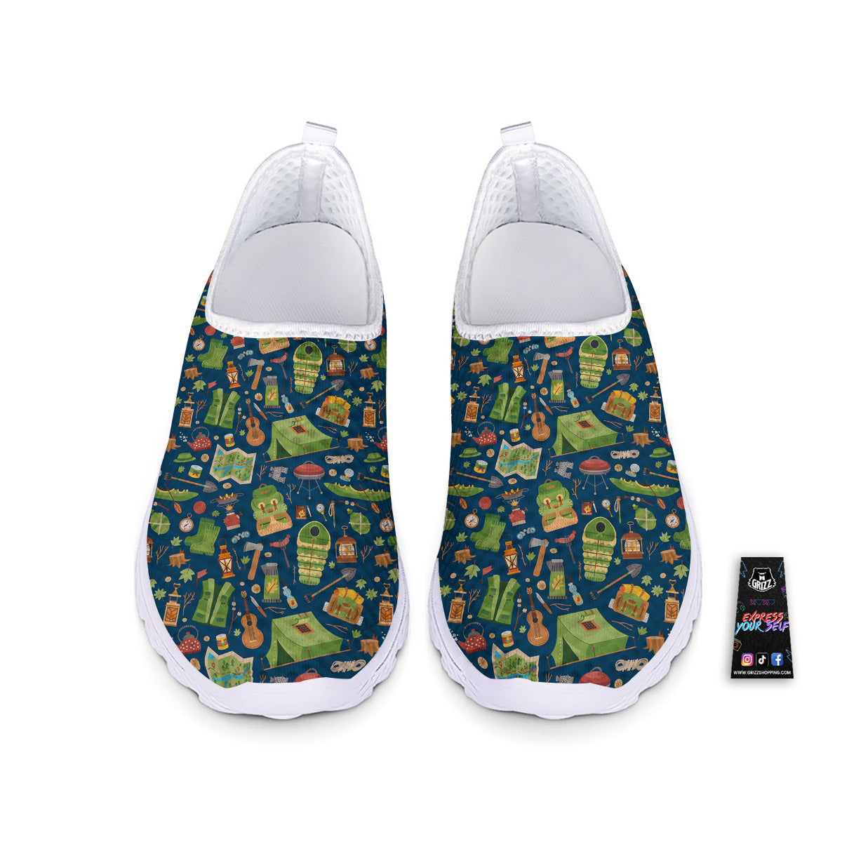 Cute Camping Equipment Print Pattern Nurse Shoes-grizzshop