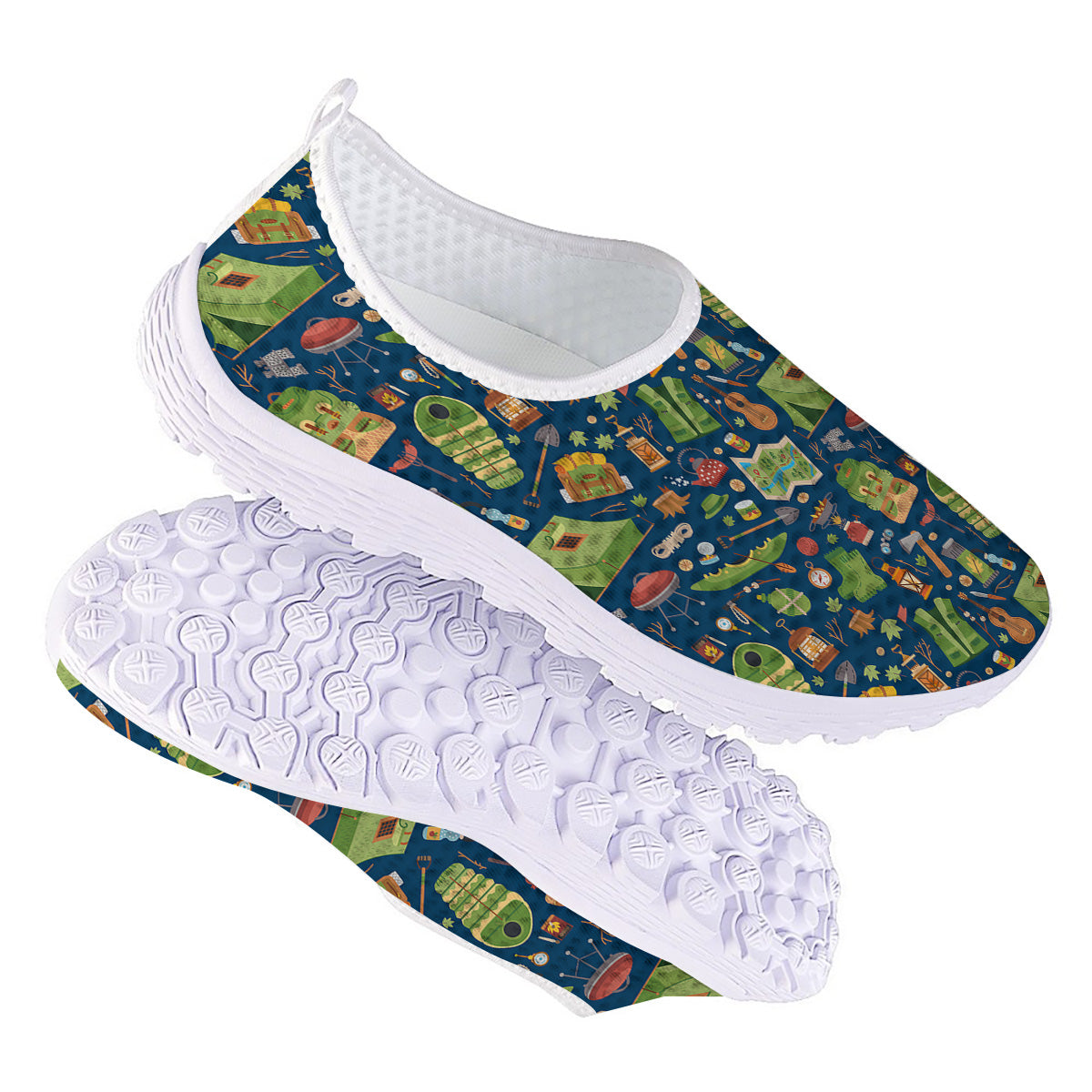 Cute Camping Equipment Print Pattern Nurse Shoes-grizzshop