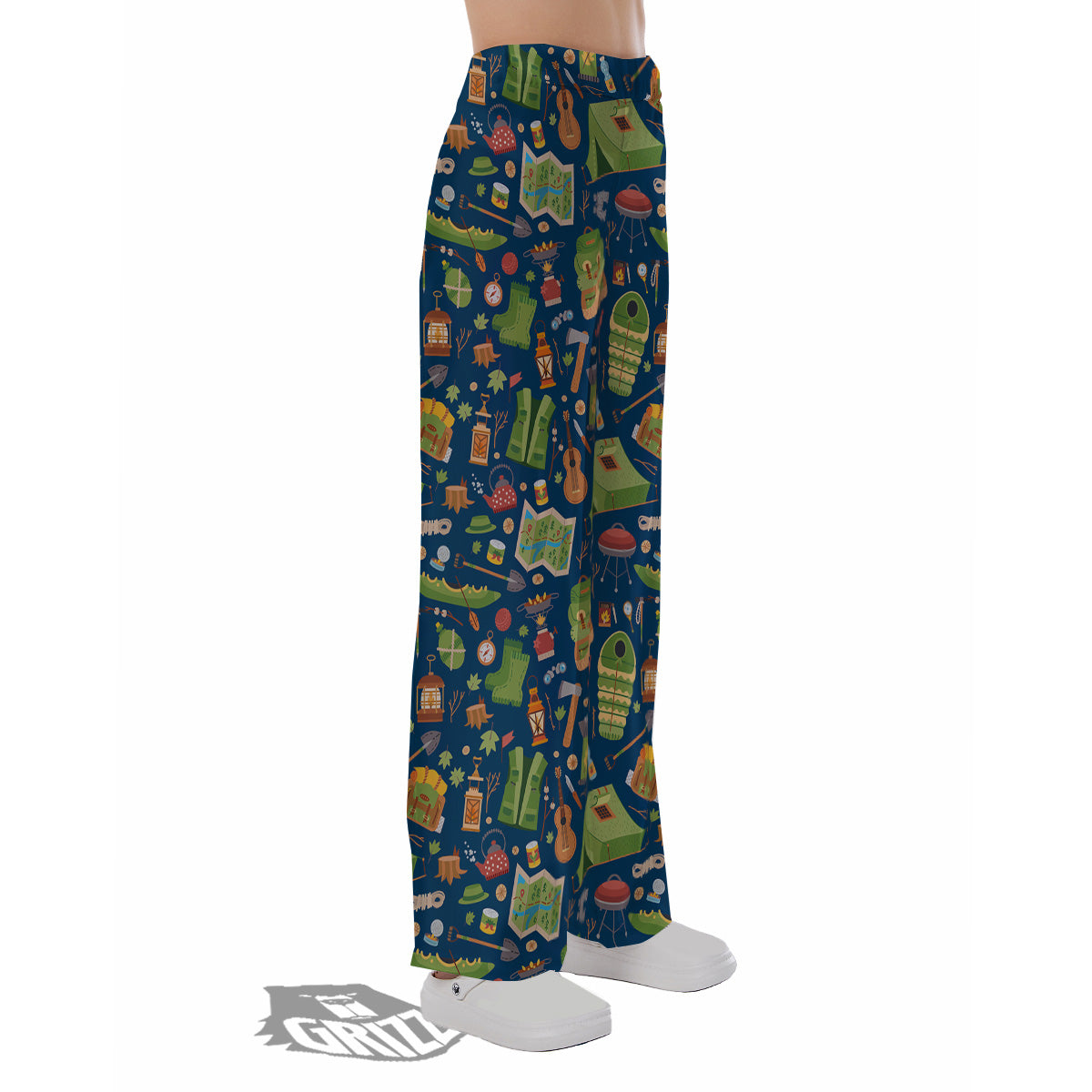 Cute Camping Equipment Print Pattern Pajama Pants-grizzshop