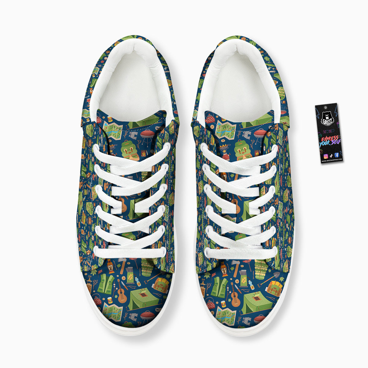 Cute Camping Equipment Print Pattern Platform Shoes-grizzshop