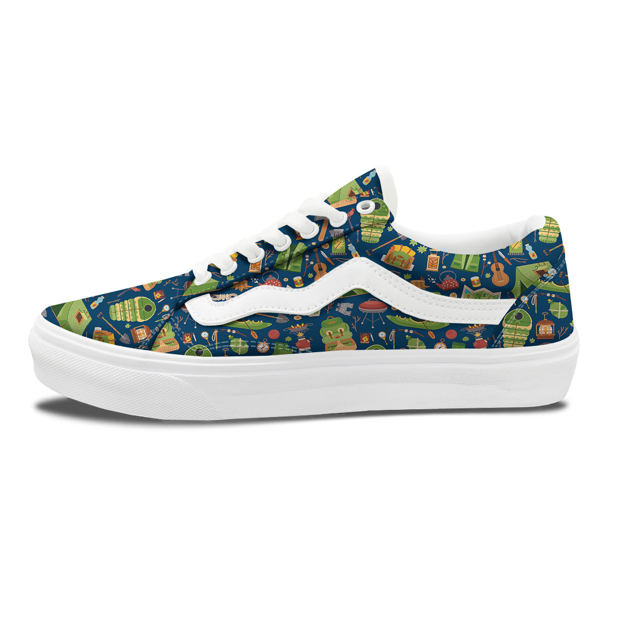 Cute Camping Equipment Print Pattern Skate Shoes-grizzshop