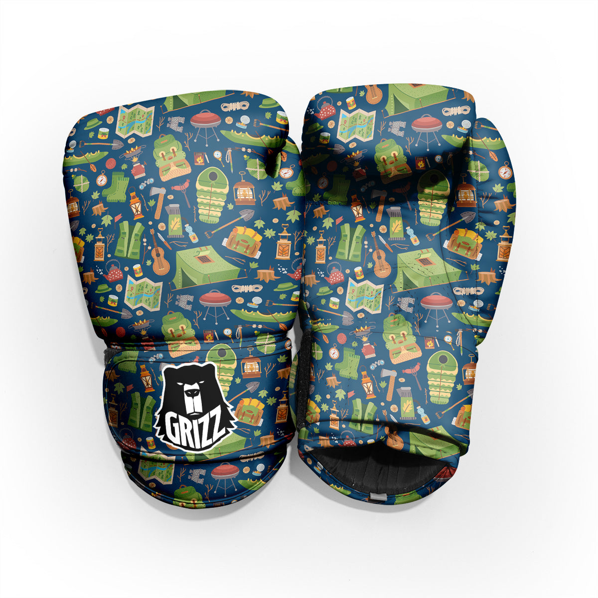 Cute Camping Equipment Print Pattern Pro Boxing Glove