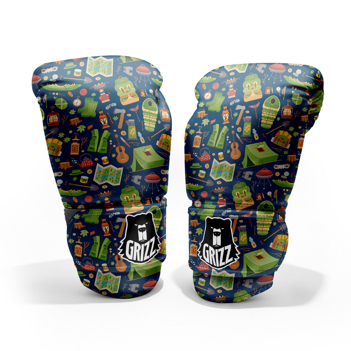 Cute Camping Equipment Print Pattern Pro Boxing Glove