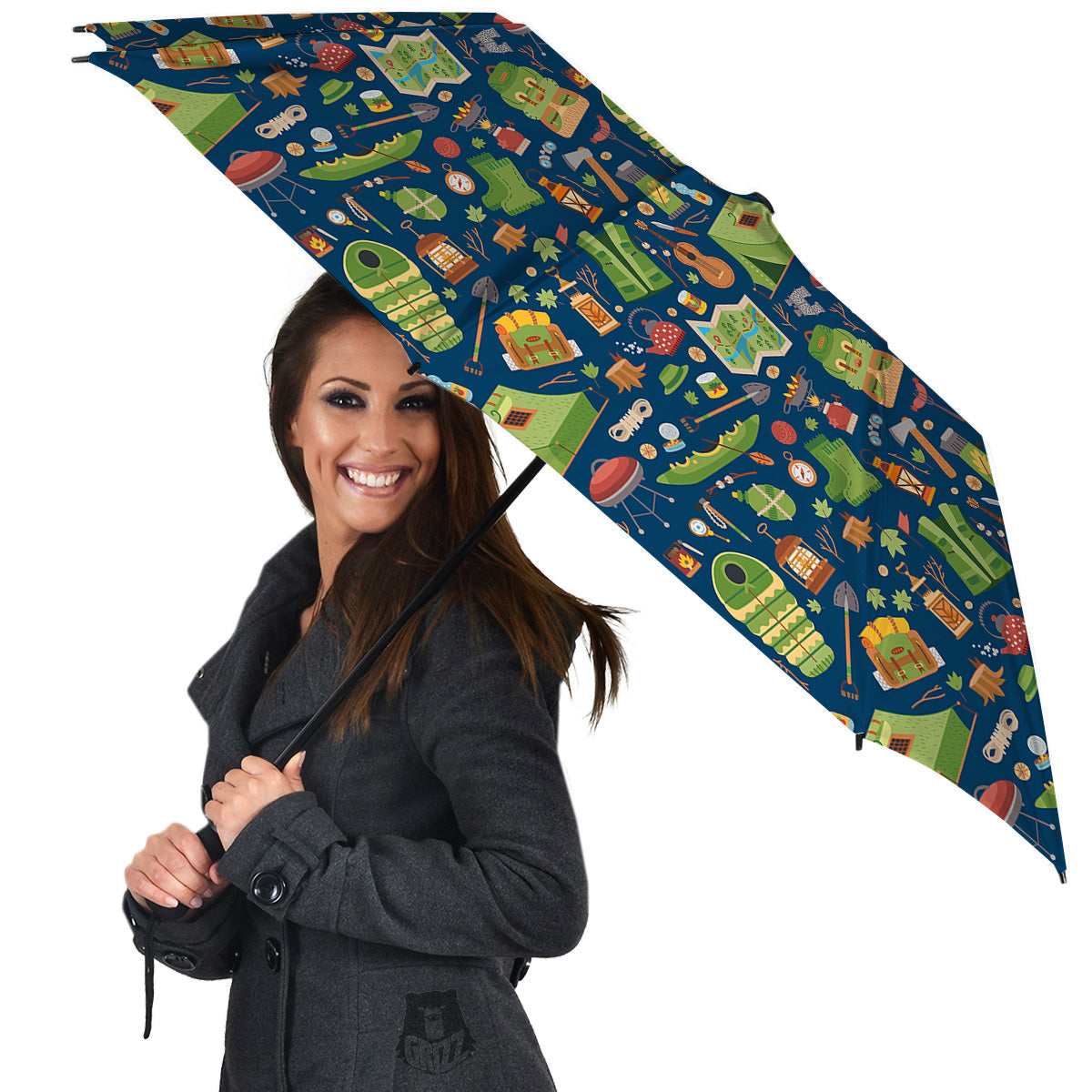 Cute Camping Equipment Print Pattern Umbrella-grizzshop