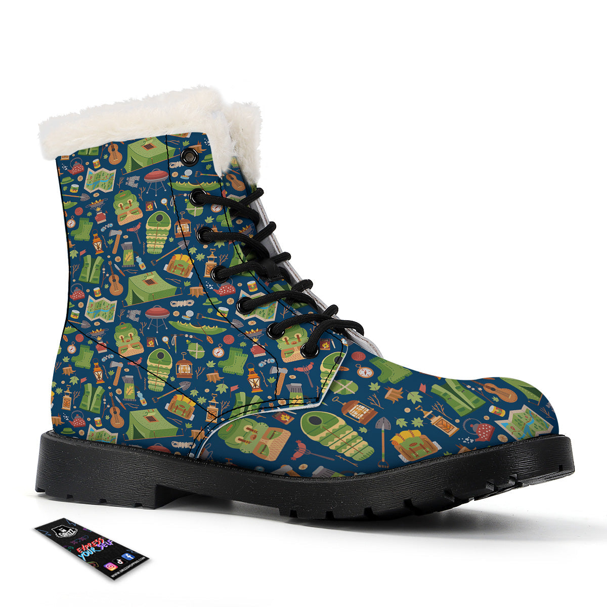Cute Camping Equipment Print Pattern Winter Boots-grizzshop