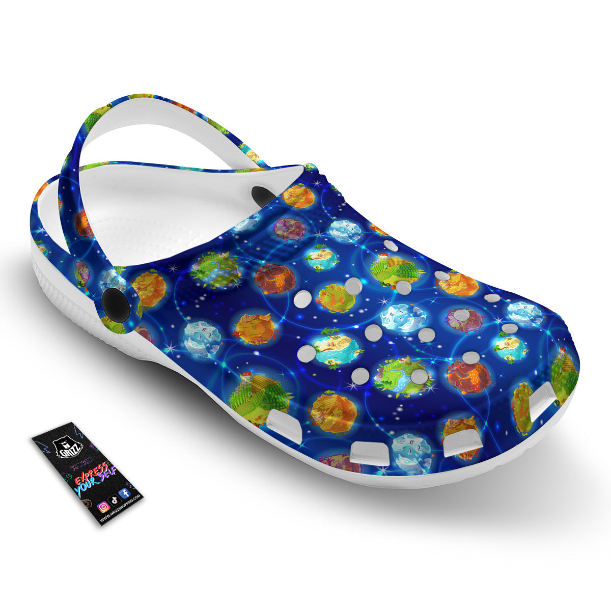 Cute Cartoon Planets Print Pattern Clog-grizzshop