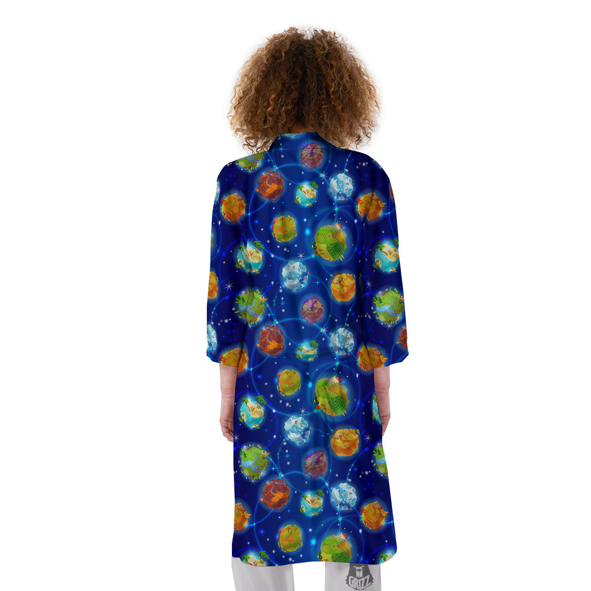 Cute Cartoon Planets Print Pattern Kimono-grizzshop
