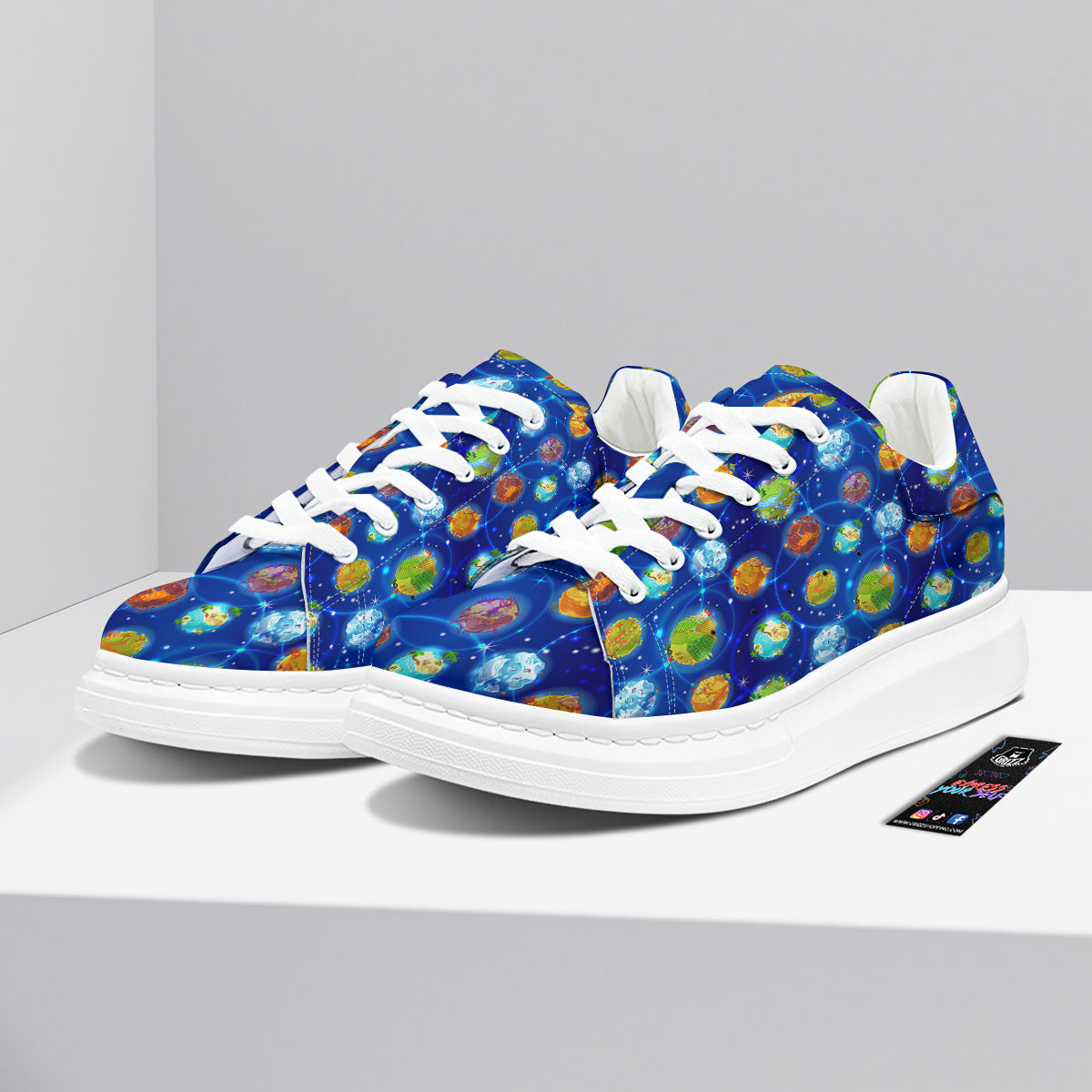 Cute Cartoon Planets Print Pattern Platform Shoes-grizzshop