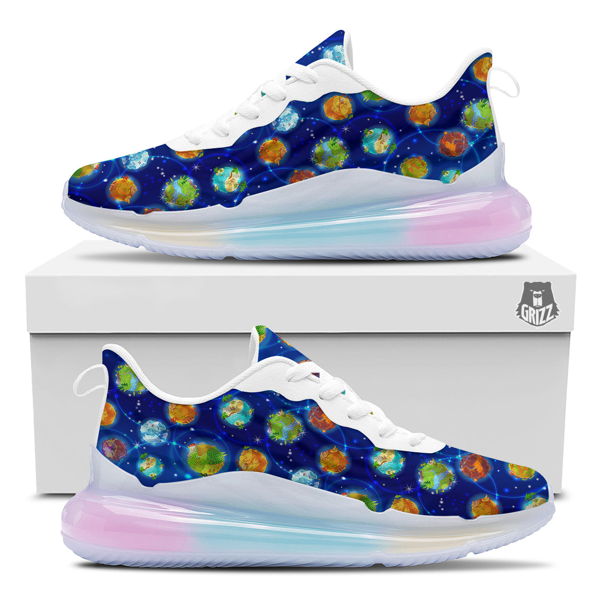 Cute Cartoon Planets Print Pattern Running Sneakers-grizzshop