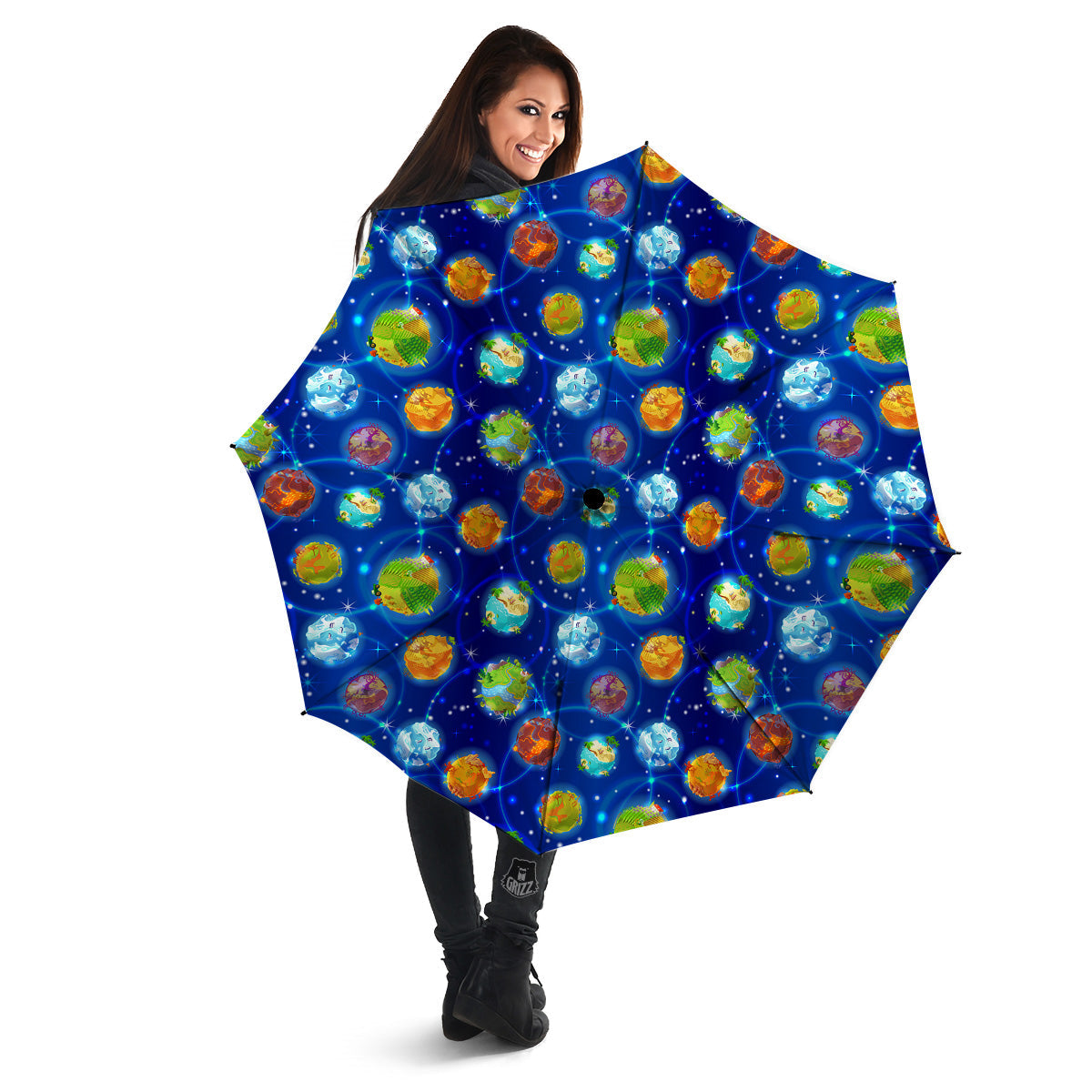 Cute Cartoon Planets Print Pattern Umbrella-grizzshop