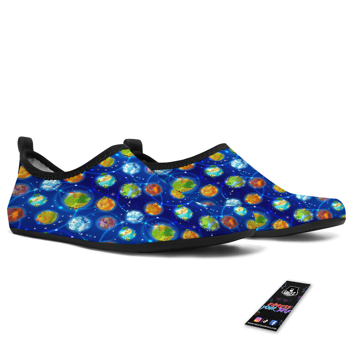 Cute Cartoon Planets Print Pattern Water Shoes-grizzshop