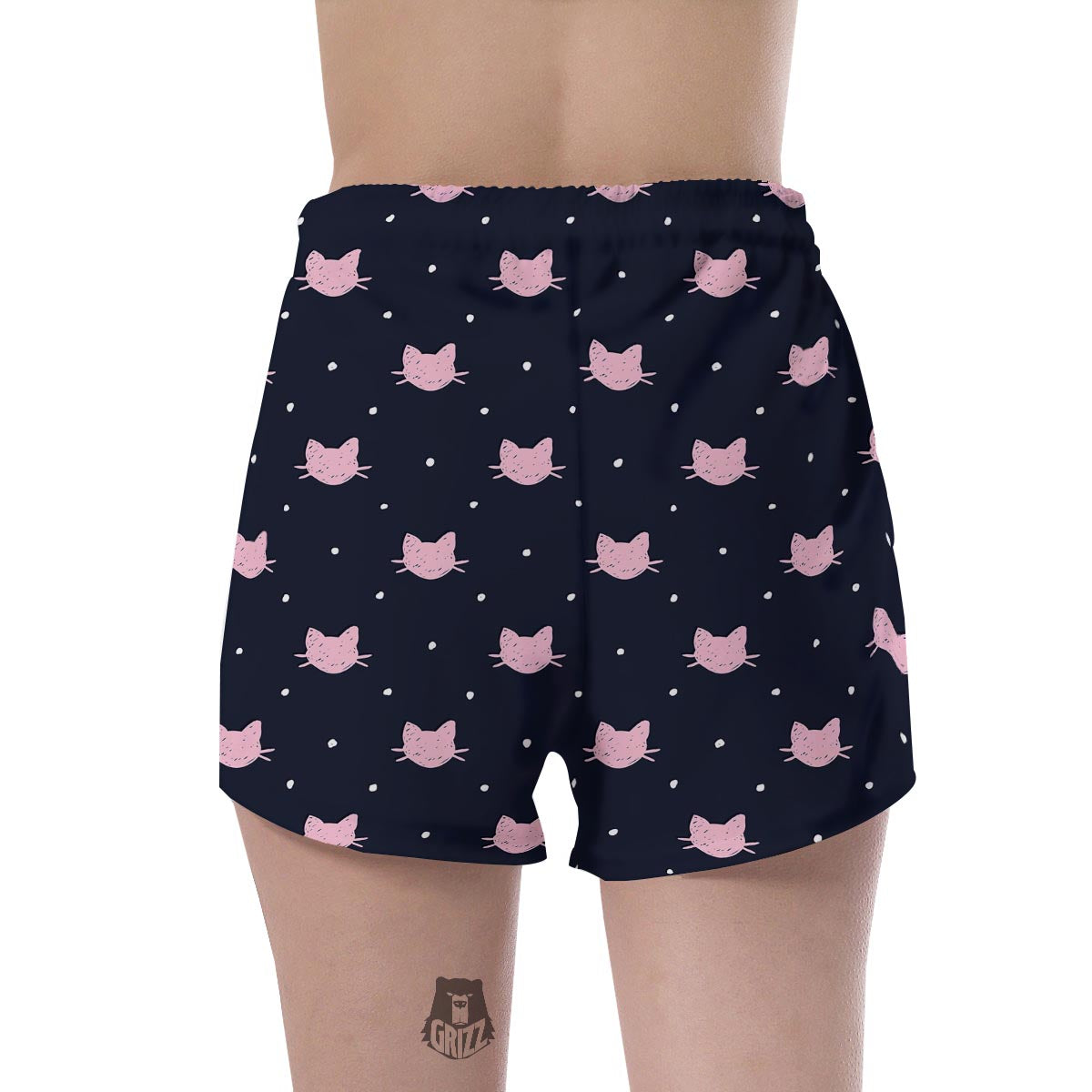 Cute Cat Polka Dot Print Women's Shorts-grizzshop