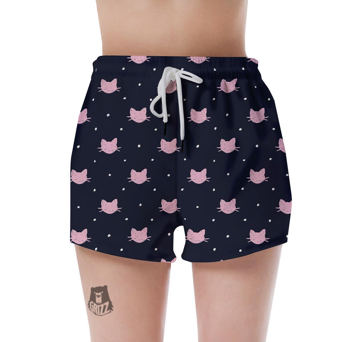 Cute Cat Polka Dot Print Women's Shorts-grizzshop