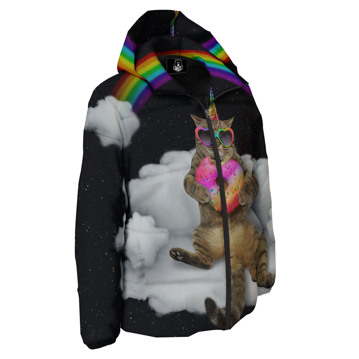 Cute Cat Unicorn Print Down Jacket-grizzshop