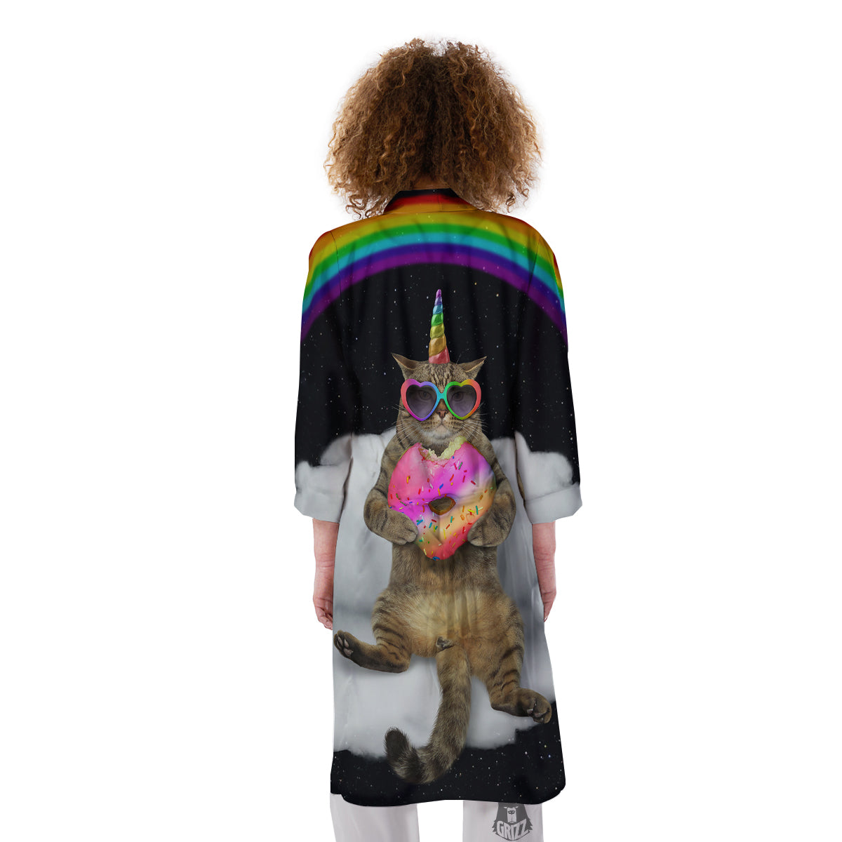 Cute Cat Unicorn Print Kimono-grizzshop