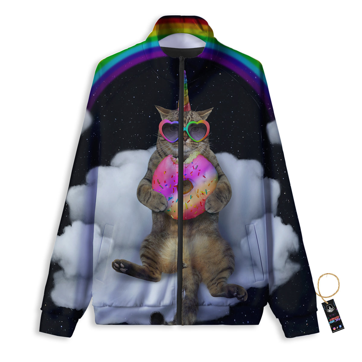 Cute Cat Unicorn Print Track Jacket-grizzshop