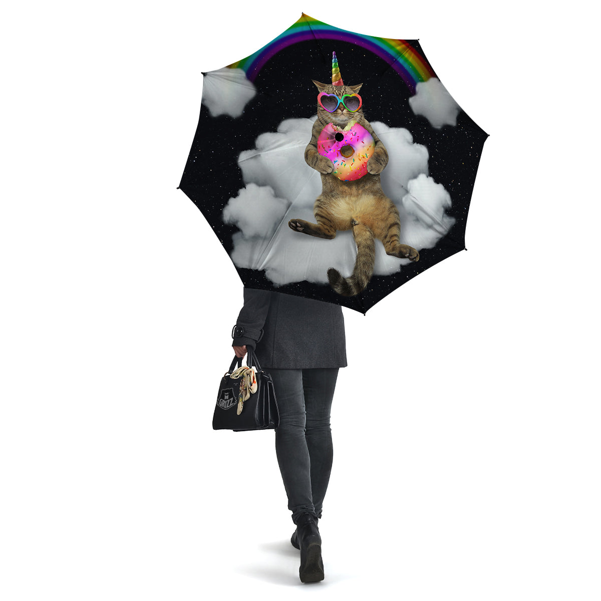 Cute Cat Unicorn Print Umbrella-grizzshop