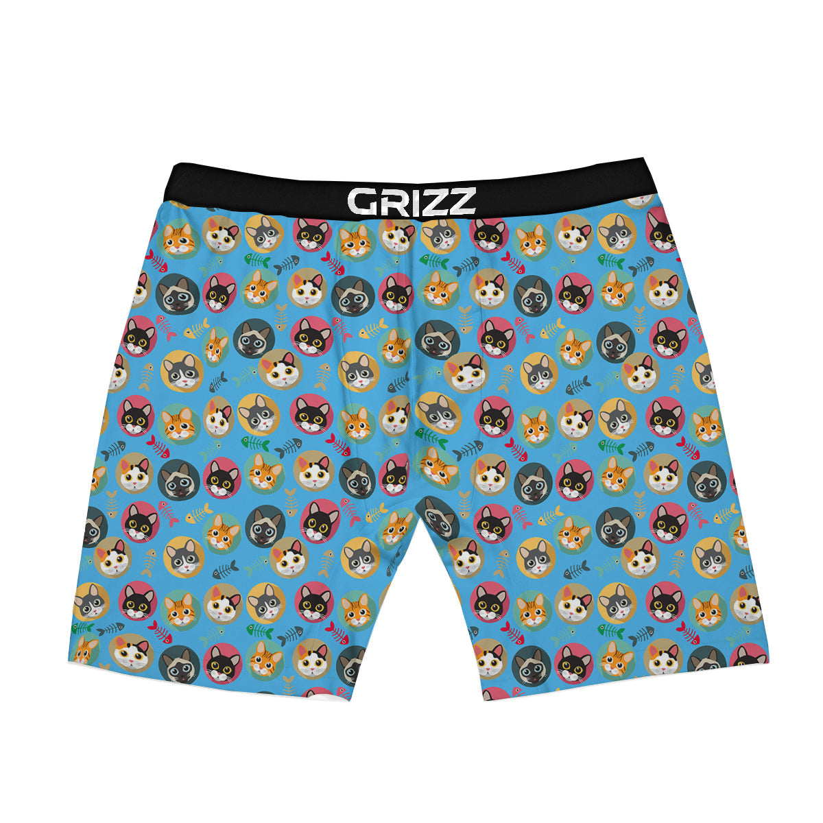 Cute Cats And Fishbone Colorful Print Pattern Boxer Briefs-grizzshop