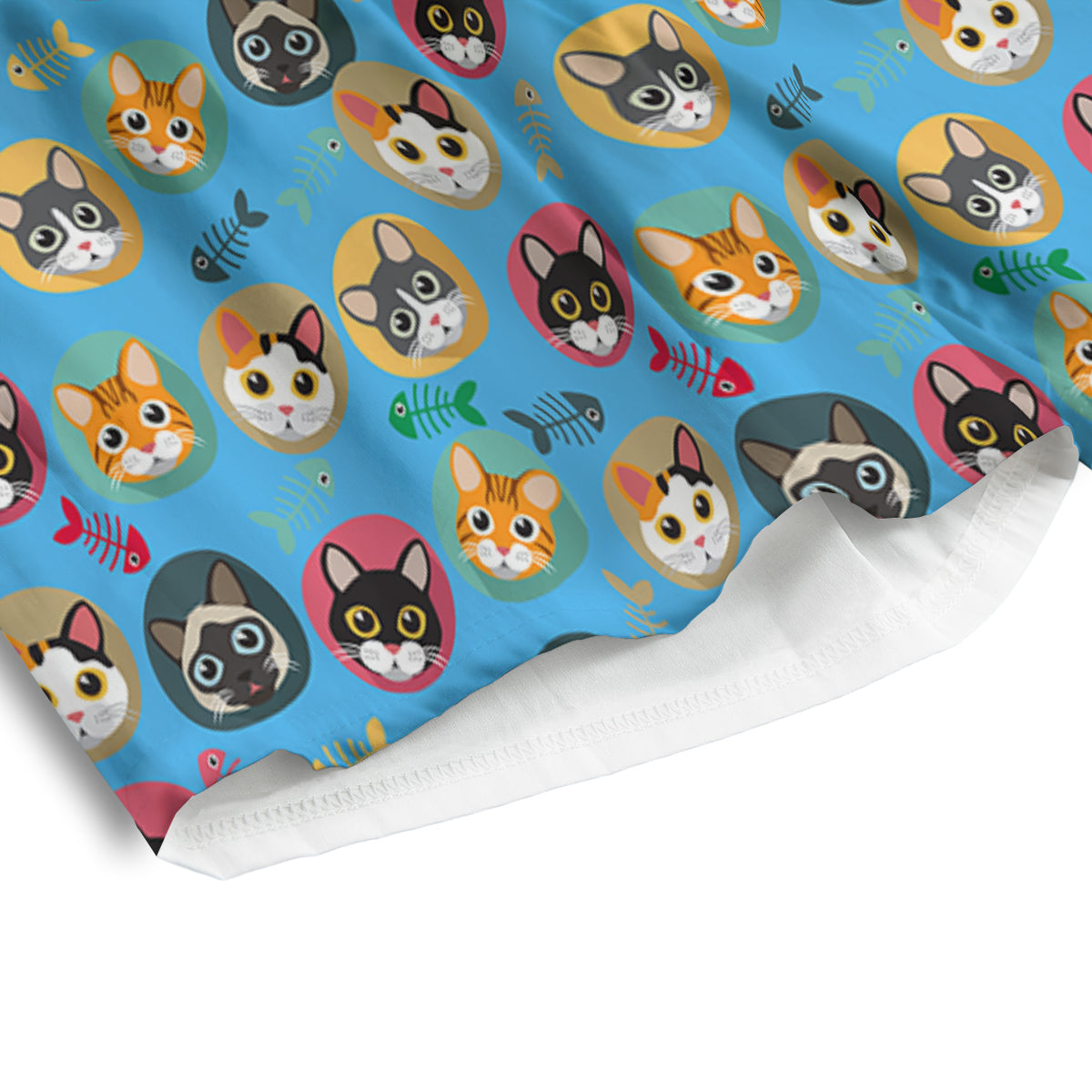Cute Cats And Fishbone Colorful Print Pattern Men's Athletic Shorts