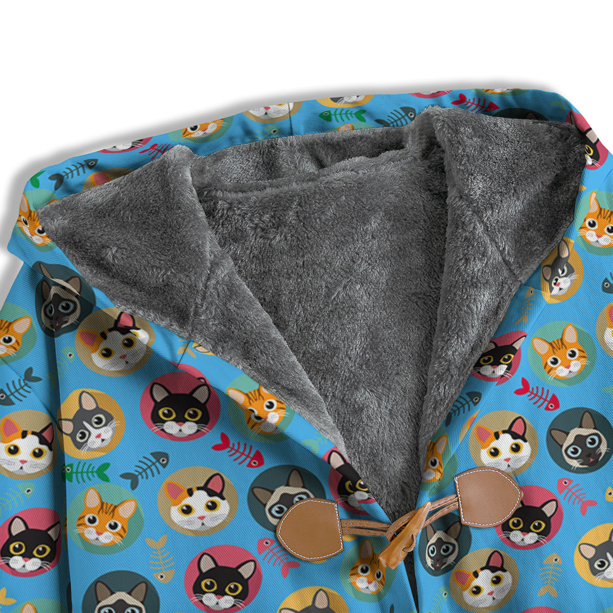 Cute Cats And Fishbone Colorful Print Pattern Men's Windbreaker Jacket-grizzshop