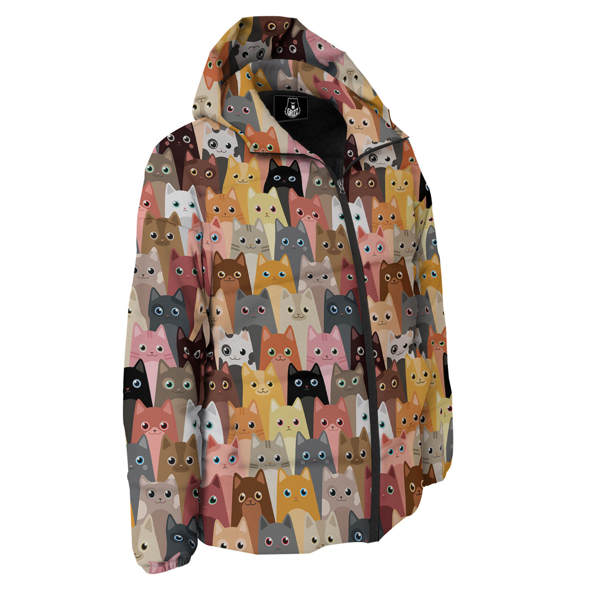 Cute Cats Cartoon Colorful Print Pattern Down Jacket-grizzshop