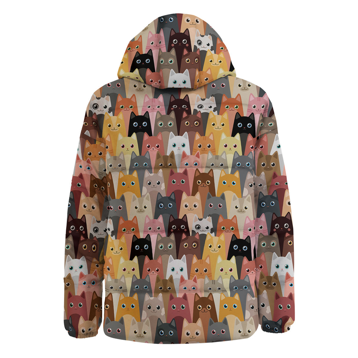 Cute Cats Cartoon Colorful Print Pattern Down Jacket-grizzshop