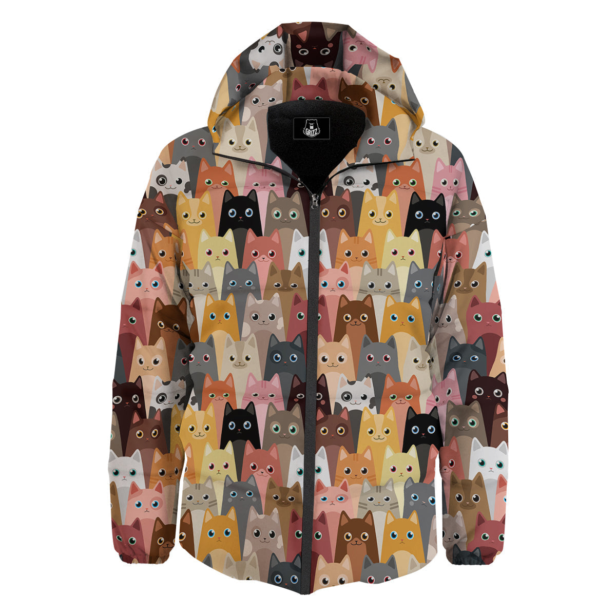 Cute Cats Cartoon Colorful Print Pattern Down Jacket-grizzshop