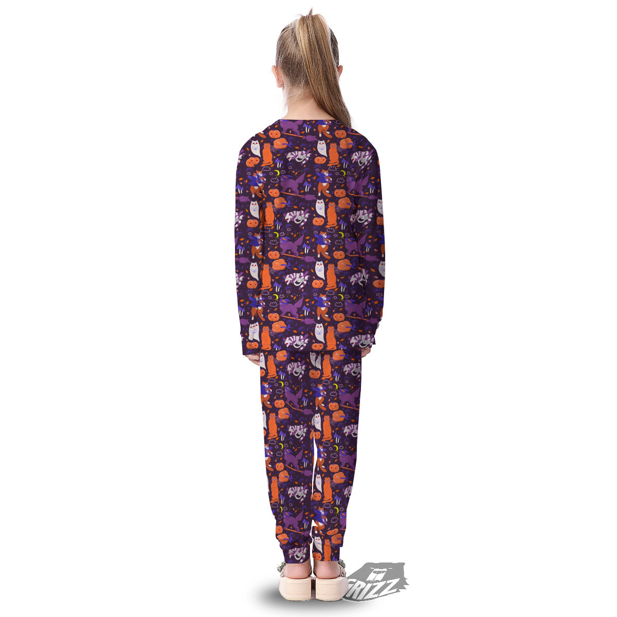 Cute Cats Halloween Print Pattern Kid's Pajamas-grizzshop