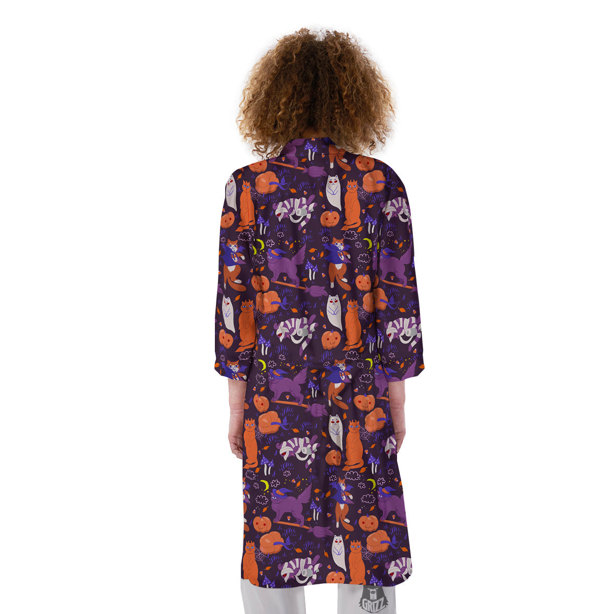 Cute Cats Halloween Print Pattern Kimono-grizzshop
