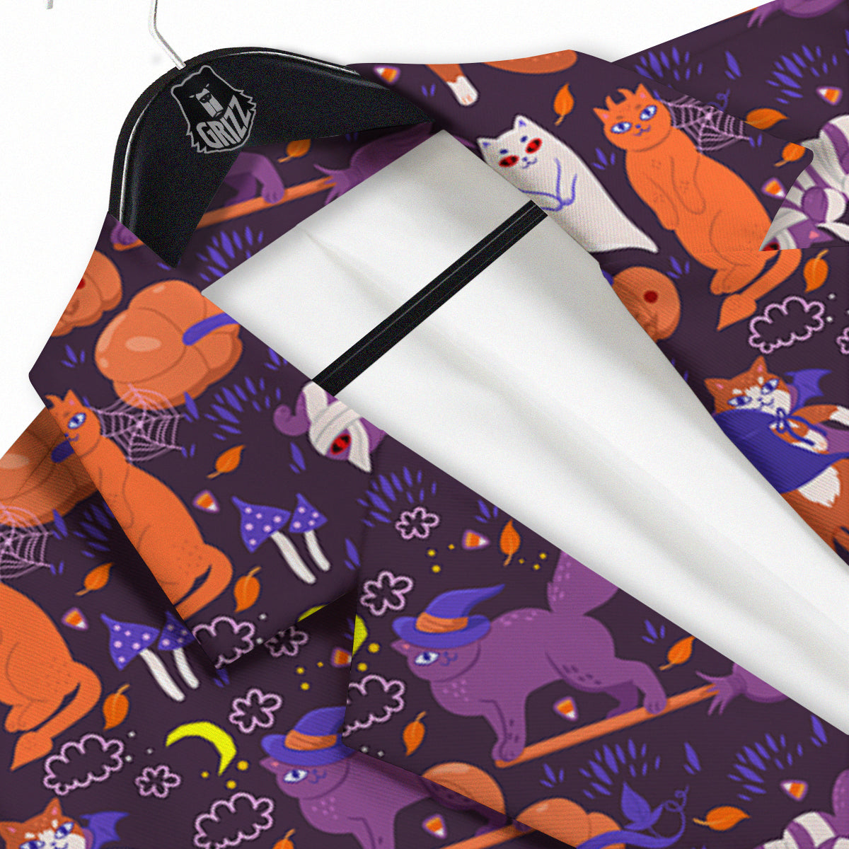 Cute Cats Halloween Print Pattern Men's Sport Coat-grizzshop