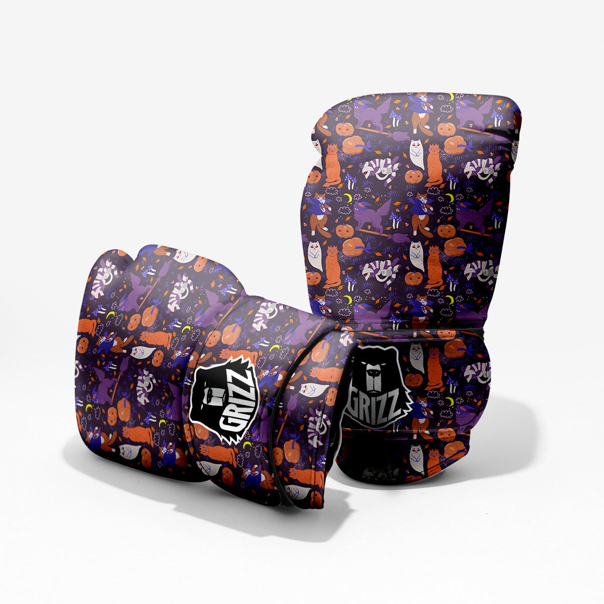 Witch Hat Purple Halloween Print Pattern Boxing Gloves