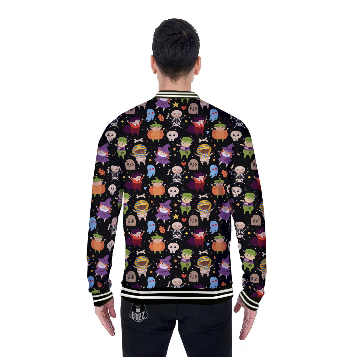 Cute Children Halloween Print Pattern Baseball Jacket-grizzshop