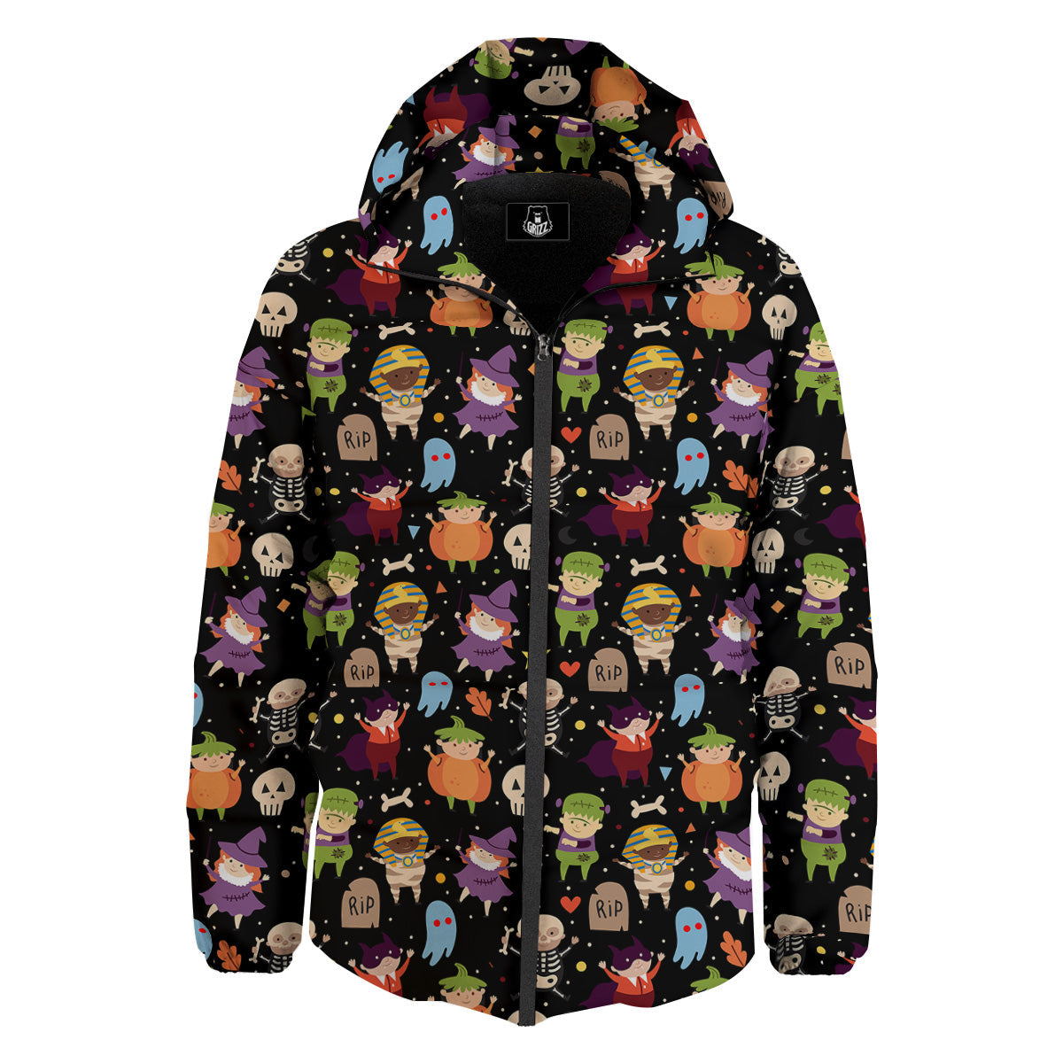 Cute Children Halloween Print Pattern Down Jacket-grizzshop