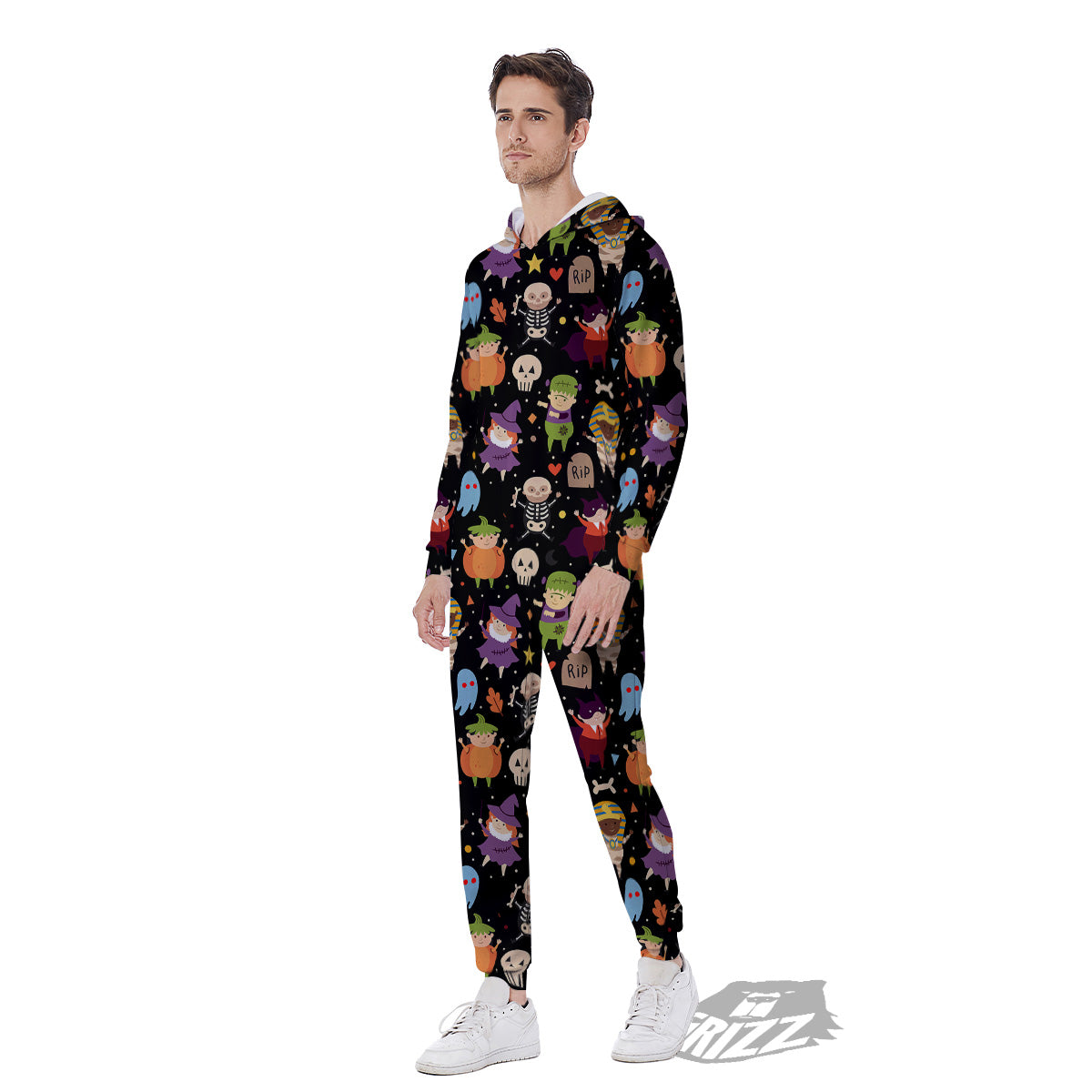 Cute Children Halloween Print Pattern Men's Jumpsuit-grizzshop