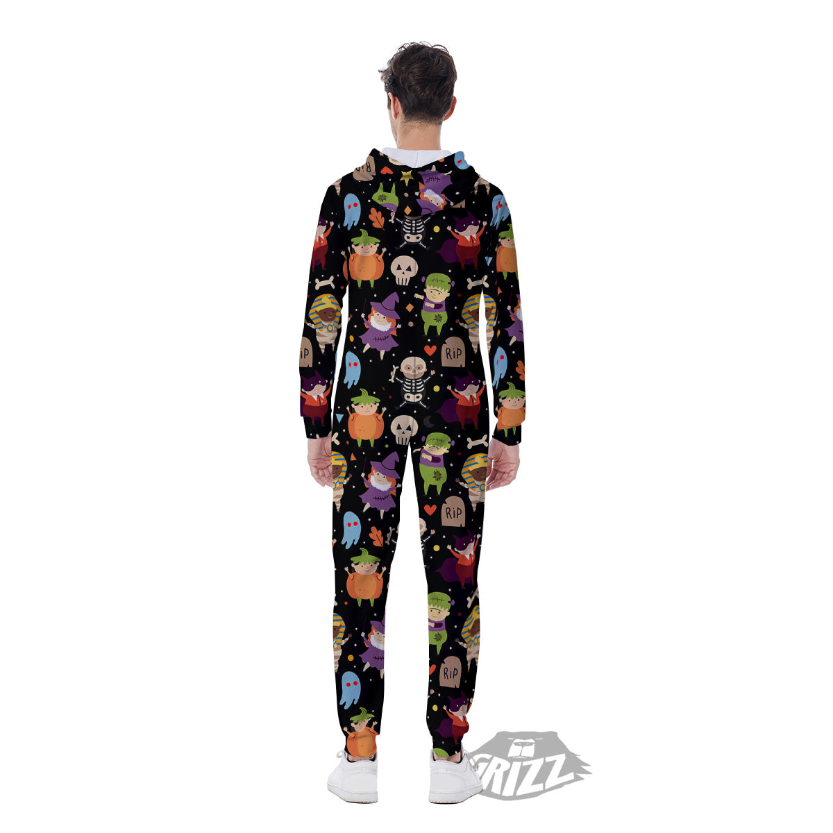 Cute Children Halloween Print Pattern Men's Jumpsuit-grizzshop