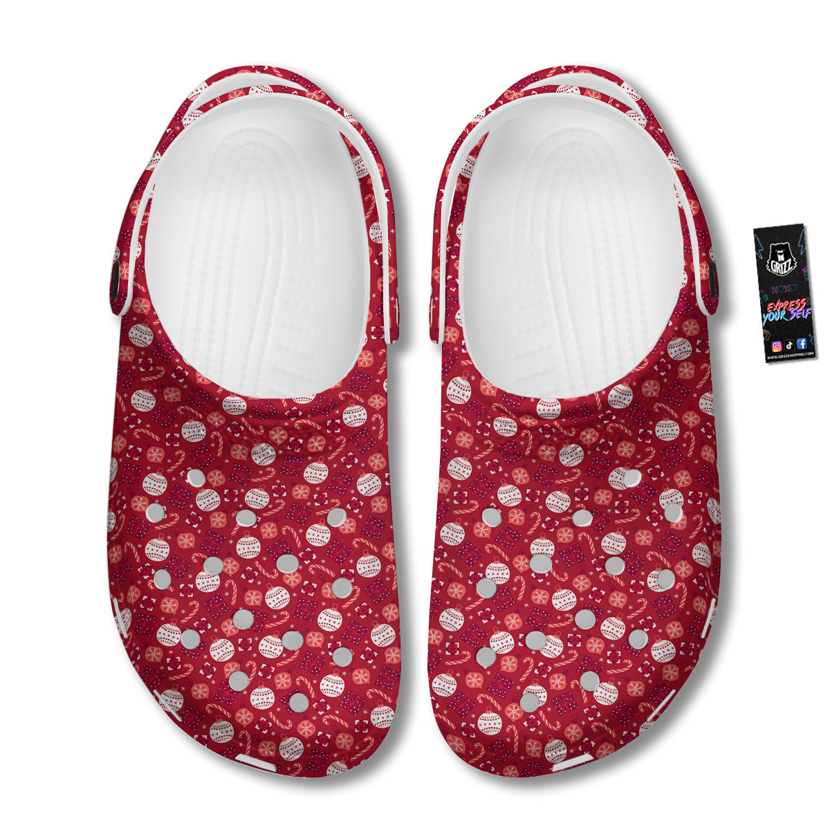 Cute Christmas Elements Print Pattern Clog-grizzshop