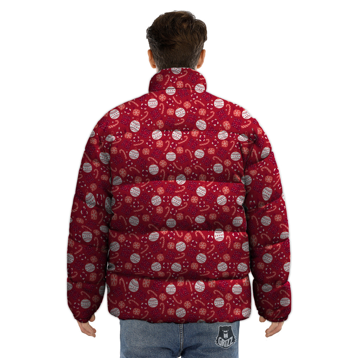 Cute Christmas Elements Print Pattern Puffer Jacket-grizzshop